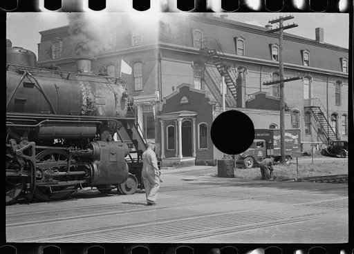 Untitled photo, possibly related to: Scene at station in Randolph, Vermont