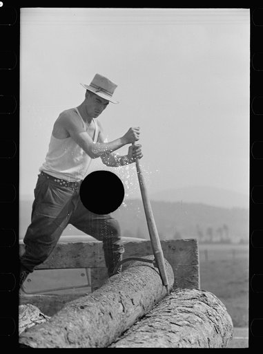 Untitled photo, possibly related to: Lumber mill worker, Lowell, Vermont