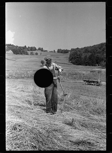 Untitled photo, possibly related to: Sharpening a scythe, Windsor County, Vermont