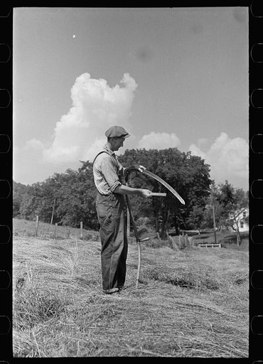 Sharpening a scythe, Windsor County, Vermont