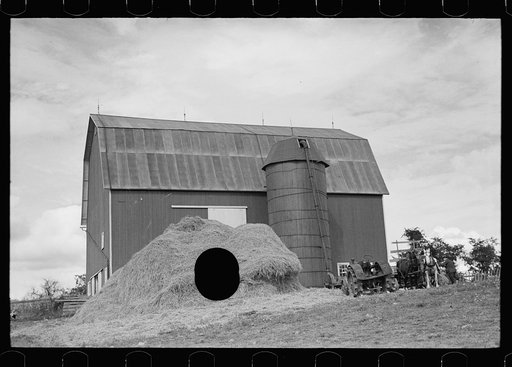 Untitled photo, possibly related to: Barn and silo on Anton Weber's farm, Tompkins County, New York