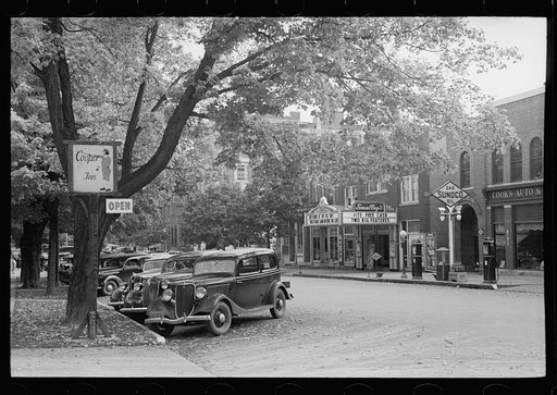 Untitled photo, possibly related to: Sign in front of a hotel, Cooperstown, Otsego County, New York