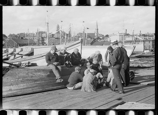 Fishermen playing cards, Gloucester, Massachusetts