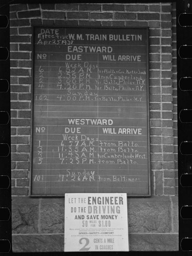 Railroad bulletin, Hagerstown, Maryland