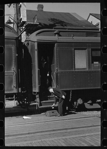 Conductor placing step for the passengers, Hagerstown, Maryland
