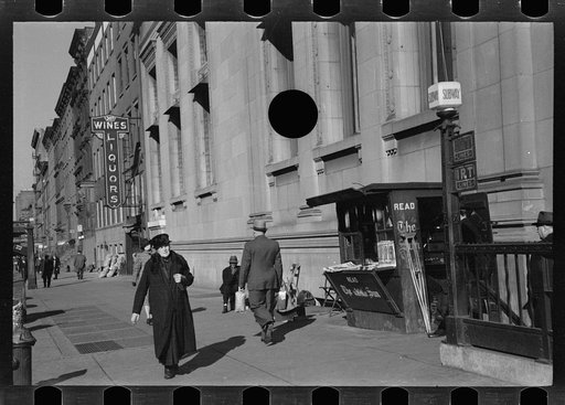 Untitled photo, possibly related to: Newsstand and subway, Eighth Avenue, New York, New York