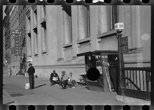 Untitled photo, possibly related to: Newsstand and subway, Eighth Avenue, New York, New York