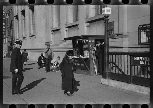 Newsstand and subway, Eighth Avenue, New York, New York