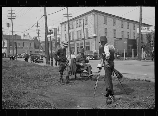Lumberjacks getting photographed, Québec, Canada