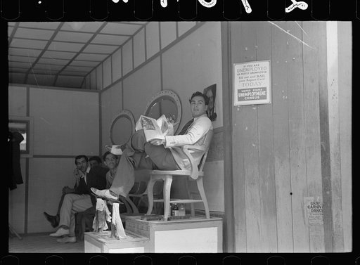 Loungers in barbershop, Key West, Florida