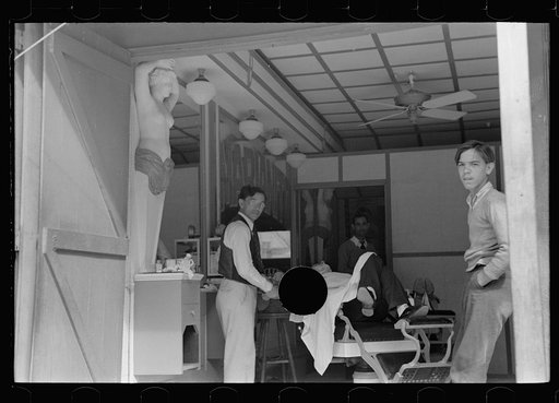 Untitled photo, possibly related to: Loungers in barbershop, Key West, Florida