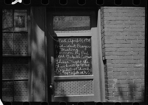 Notice on Baptist church, Washington, D.C.