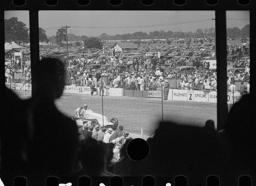 Untitled photo, possibly related to: Crowds at races, Indianapolis, Indiana