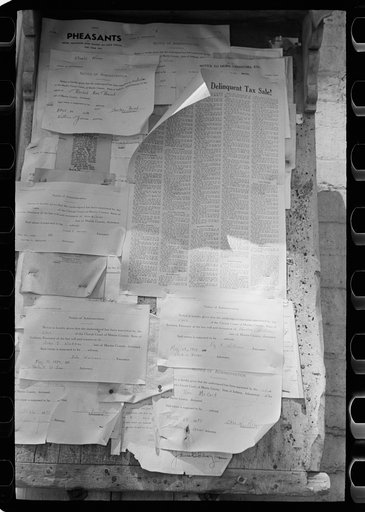 Bulletin board at Martin County courthouse, Indiana