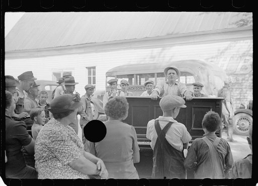 Untitled photo, possibly related to: Auction sales in Greene County are frequent because as farm conditions became worse families move into smaller houses and sell excess furniture. Owensburg, Indiana