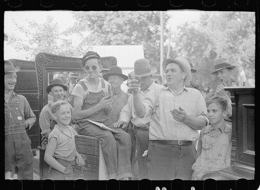 Auction sales in Greene County are frequent because as farm conditions became worse families move into smaller houses and sell excess furniture. Owensburg, Indiana
