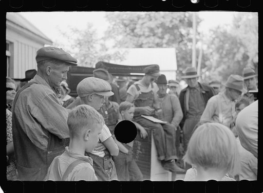 Untitled photo, possibly related to: Auction sales in Greene County are frequent because as farm conditions became worse families move into smaller houses and sell excess furniture. Owensburg, Indiana
