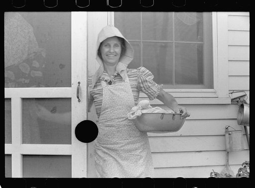 Untitled photo, possibly related to: Resettled farmer's wife (Mrs. Lestor Barnes), Wabash Farms, Indiana