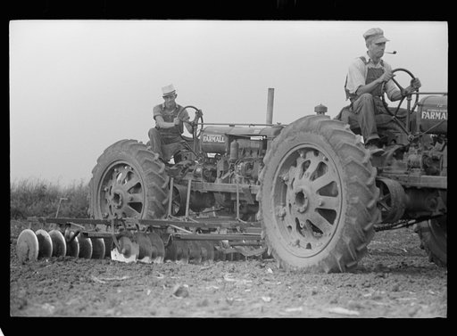 Untitled photo, possibly related to: Tractors used in cultivation, Wabash Farms, Indiana