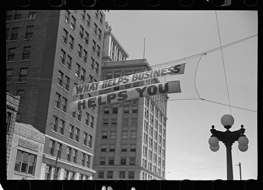 Sign across main street, Peoria, Illinois