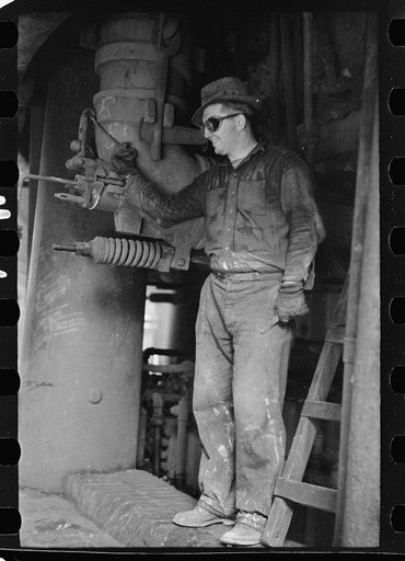 Steelworker at blast furnace, Pittsburgh, Pennsylvania