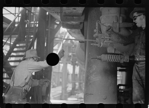 Untitled photo, possibly related to: Steelworkers [i.e. ironworkers] at blast furnace, Pittsburgh, Pennsylvania