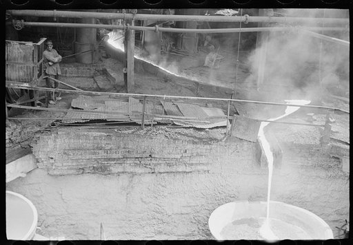 Untitled photo, possibly related to: Tapping the slag at a blast furnace, Pittsburgh, Pennsylvania