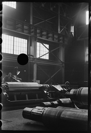 Untitled photo, possibly related to: Machinery not in use at steel mill, Pittsburgh, Pennsylvania