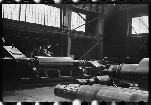 Untitled photo, possibly related to: Machinery not in use at steel mill, Pittsburgh, Pennsylvania