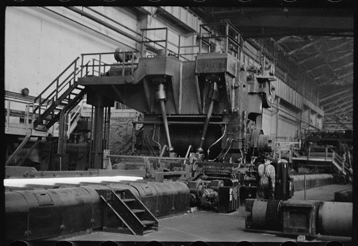 Untitled photo, possibly related to: Following a strip through the rolling mill, Pittsburgh, Pennsylvania