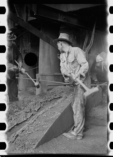 Untitled photo, possibly related to: Tapping a blast furnace for slag, Pittsburgh, Pennsylvania