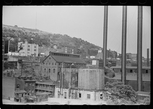 Houses along Monongahela River and Boulevard of the Allies, Pittsburgh, Pennsylvania