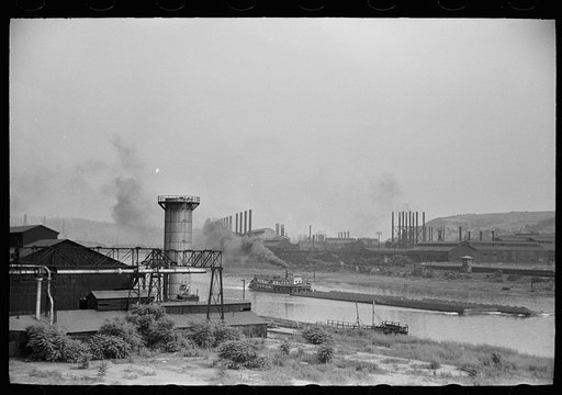 Coal barges on Monongahela River, Pittsburgh, Pennsylvania