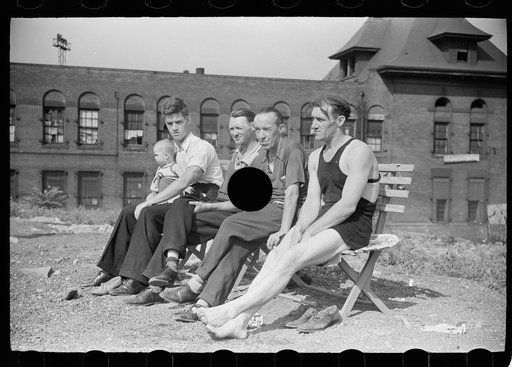 Untitled photo, possibly related to: Steelworkers taking a sunbath on their day off, Pittsburgh, Pennsylvania