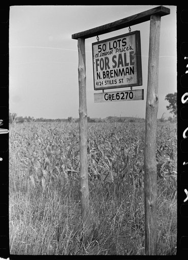 Real estate speculators try to induce people from nearby cities to settle unproductive land, Burlington County, New Jersey