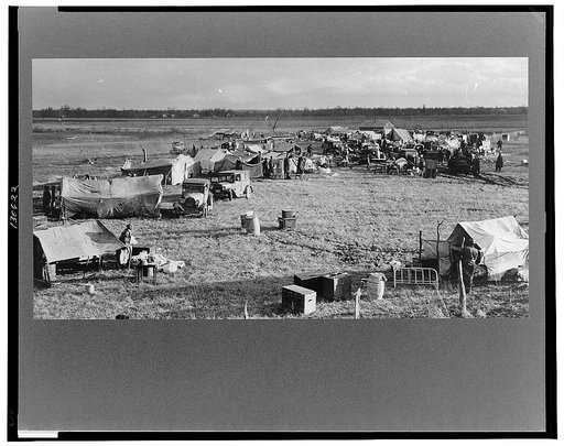 New Madrid spillway where evicted sharecroppers were moved from highway, New Madrid County, Missouri