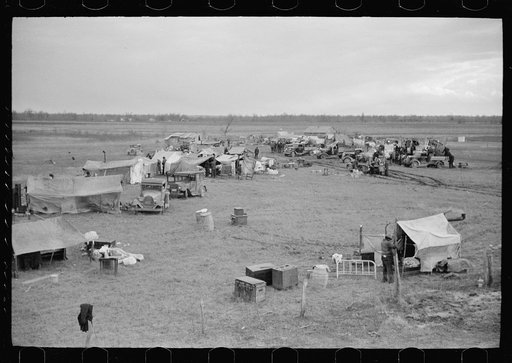 New Madrid spillway where evicted sharecroppers were moved from highway, New Madrid County, Missouri