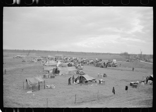 Untitled photo, possibly related to: New Madrid spillway where evicted sharecroppers were moved from highway, New Madrid County, Missouri