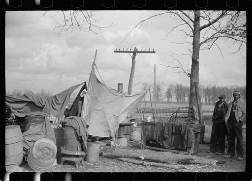 Evicted sharecroppers on Highway 60, New Madrid County, Missouri