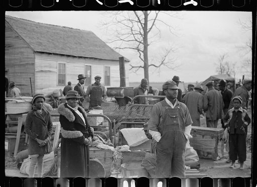 Evicted sharecroppers along Highway 60, New Madrid County, Missouri