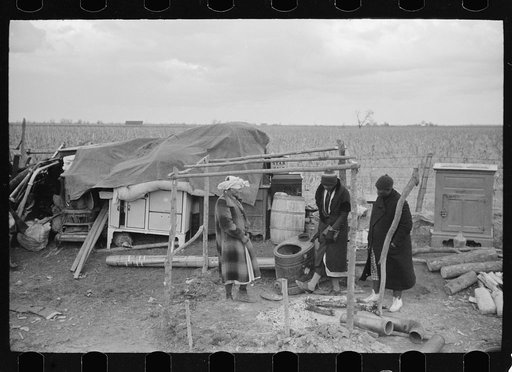 Evicted sharecroppers along Highway 60, New Madrid County, Missouri
