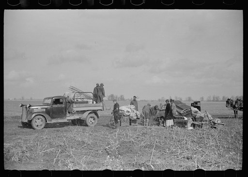 Untitled photo, possibly related to: State highway officials moving sharecroppers away from roadsides to area between the levee and the Mississippi River, New Madrid County, Missouri