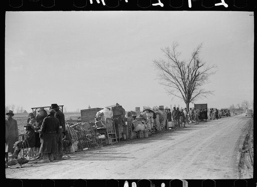 Evicted sharecroppers along Highway 60, New Madrid County, Missouri