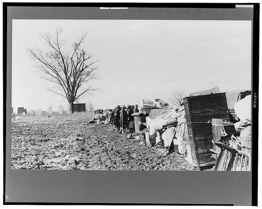 Evicted sharecroppers along Highway 60, New Madrid County, Missouri