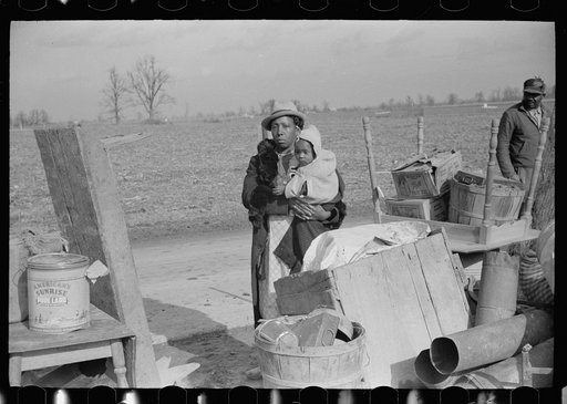 Evicted sharecroppers along Highway 60, New Madrid County, Missouri