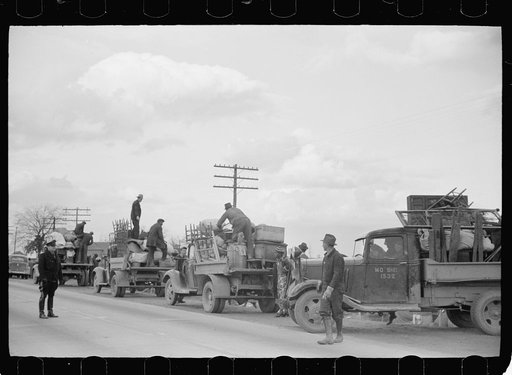 Untitled photo, possibly related to: State highway officials moving sharecroppers away from roadside to area between the levee and the Mississippi River, New Madrid County, Missouri