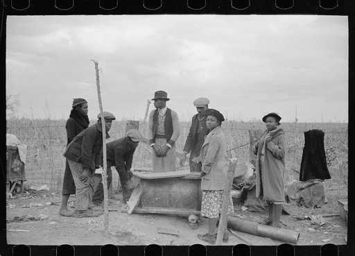 Evicted sharecroppers along Highway 60, New Madrid County, Missouri