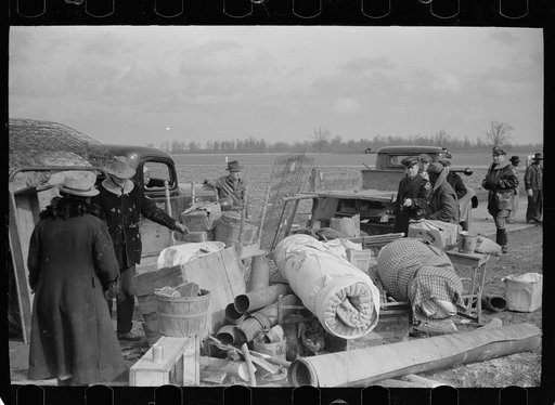 Untitled photo, possibly related to: State highway officials moving sharecroppers away from roadside to area between the levee and the Mississippi River, New Madrid County, Missouri
