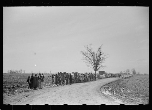 Evicted sharecroppers along Highway 60, New Madrid County, Missouri