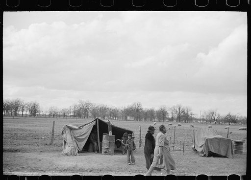 Evicted sharecroppers along Highway 60, New Madrid County, Missouri
